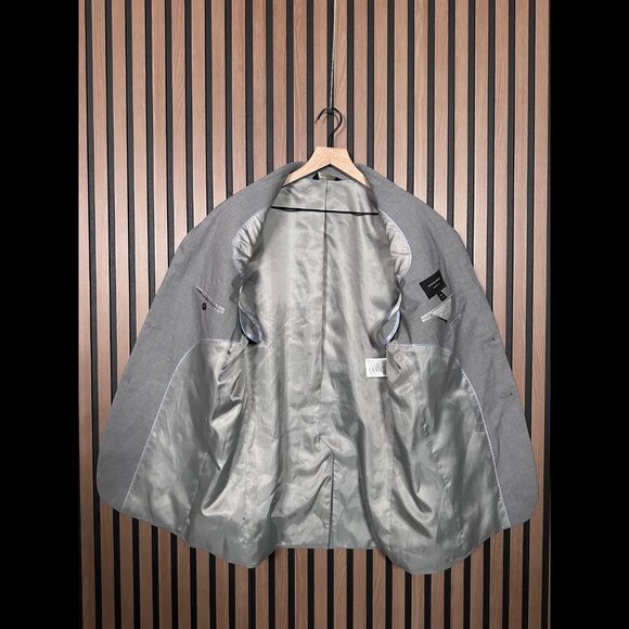 Banana Republic Blazer 44 Long Mens Gray Heather Tailored Slim Fit 2 Button Coat - Picture 2 of 11
